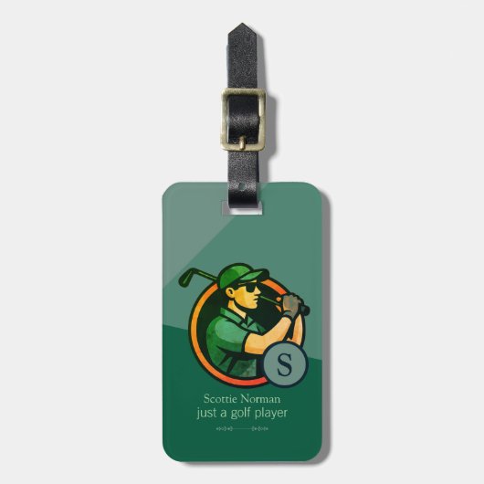 Golfspeler Modern Retro Groen Bagagelabel (Voorkant verticaal)
