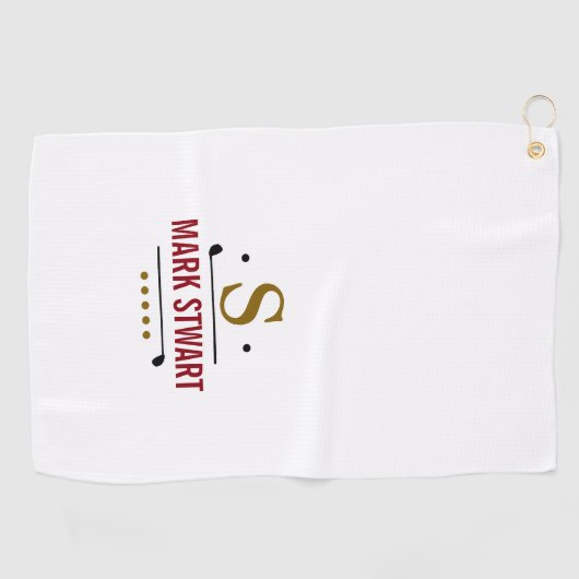 Golfspeler monogram golfhanddoek (Horizontaal)