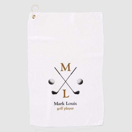 Golfspeler Monogram logo golfhanddoek (Voorkant)