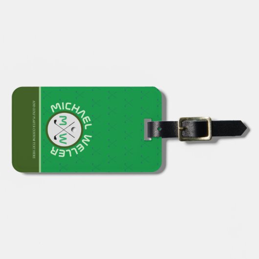 Golfspeler Monogrammed Reisbagage GROEN Bagagelabel (Voorkant horizontaal)