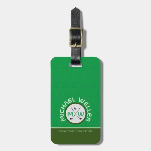 Golfspeler Monogrammed Reisbagage GROEN Bagagelabel (Voorkant verticaal)