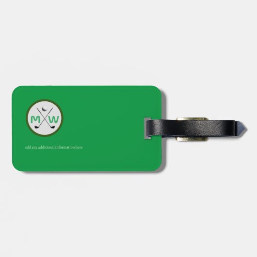 Golfspeler Monogrammed Reisbagage GROEN Bagagelabel (Achterkant horizontaal)