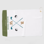 Golfspeler naam, clubs & ballen stijlvol golfhanddoek (Horizontaal)