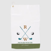 Golfspeler naam, clubs & ballen stijlvol golfhanddoek (Voorkant)