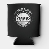 Golfspeler neemt veel ballen om te golfen zoals ik blikjeskoeler (Voorkant)