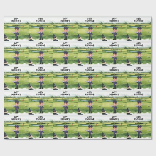 Golfspeler Piloot pensioen  Cadeaupapier (Vlak)