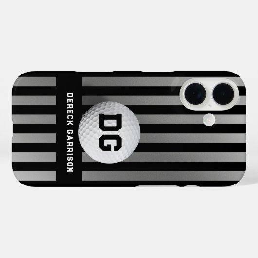 golfspeler | Zilveren Initialen Case-Mate iPhone Case (Achterkant (horizontaal))