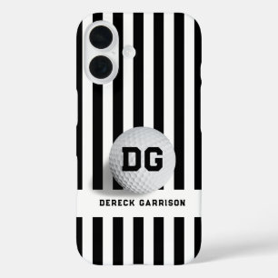 golfspeler   zwarte Initialen iPhone 16 Hoesje