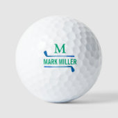 Golfspelers Aangepaste Groen-Blauwe Monogram Golfballen (Voorkant)