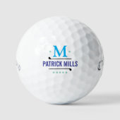 Golfspelers Custom Blue Monogrammed Golfballen (Voorkant)