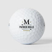 Golfspelers Custom Elegant Zwart Monogram Golfballen (Voorkant)