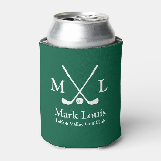 Golfspelers Monogram Gepersonaliseerd Groen Blikjeskoeler (Blikje Voorkant)