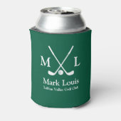 Golfspelers Monogram Gepersonaliseerd Groen Blikjeskoeler (Blikje Achterkant)