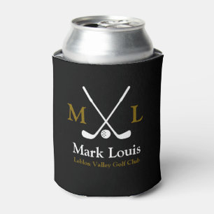 Golfspelers Monogram Gepersonaliseerd Zwart Blikjeskoeler