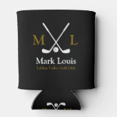 Golfspelers Monogram Gepersonaliseerd Zwart Blikjeskoeler (Achterkant)