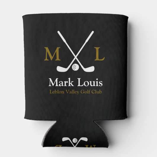 Golfspelers Monogram Gepersonaliseerd Zwart Blikjeskoeler (Achterkant)