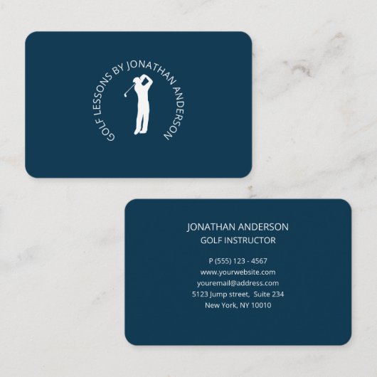 Golfspieler Dunkelblau Business Visitekaartje (Voorkant / Achterkant)