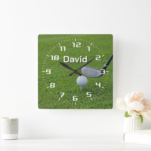 golfsport |  gift vierkante klok (Huis)