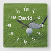 golfsport |  gift vierkante klok (Voorkant)
