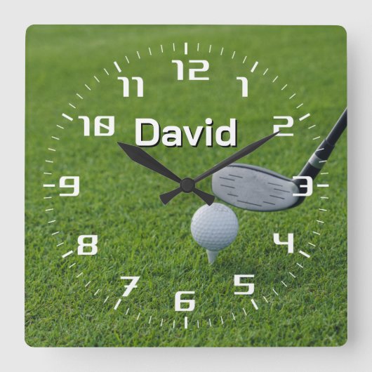 golfsport |  gift vierkante klok (Voorkant)