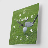 golfsport |  gift vierkante klok (Hoek)