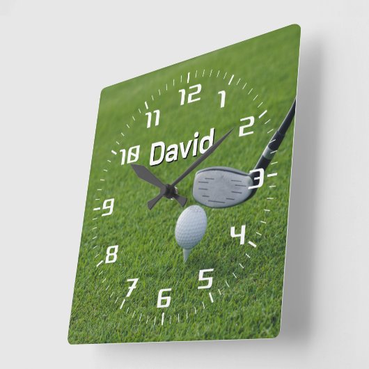 golfsport |  gift vierkante klok (Hoek)