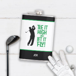 Golfsport Leuke Humor T-shirt Quote Zwart Groen 8  Heupfles