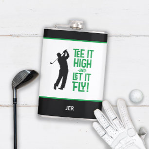 Golfsport Leuke Humor T-shirt Quote Zwart Groen 8  Heupfles