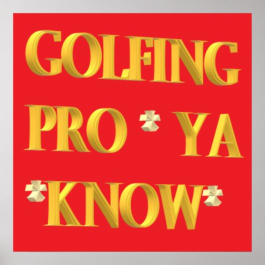 Golfsport ontwerp rood en goud grote tekst poster (Voorkant)