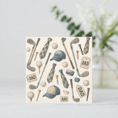 Golfspullen met vader voor golfvader feestdagenkaart (Staand voorkant)