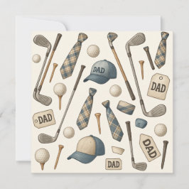 Golfspullen met vader voor golfvader feestdagenkaart