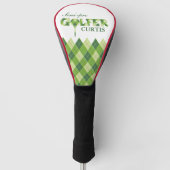 Golfstatus groene golfer argyle gepersonaliseerde  golfheadcover (Voorkant)