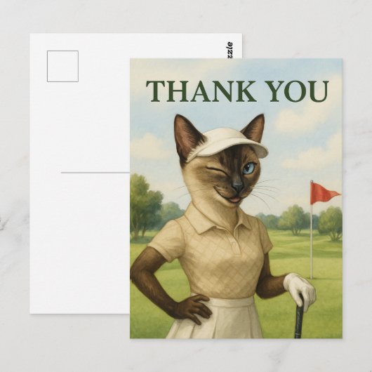 Golfster vrouw op de golfbaan Dank je  Briefkaart (Voorkant / Achterkant)