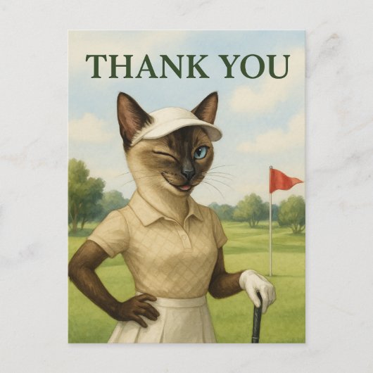 Golfster vrouw op de golfbaan Dank je  Briefkaart (Voorkant)