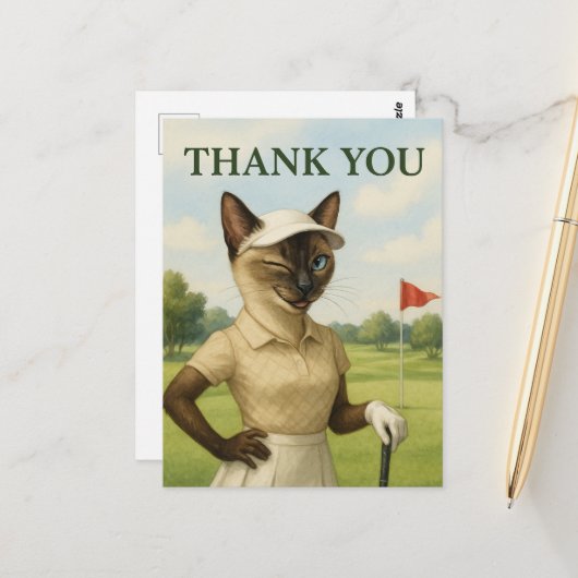 Golfster vrouw op de golfbaan Dank u  Briefkaart (Voorkant / Achterkant in situ)