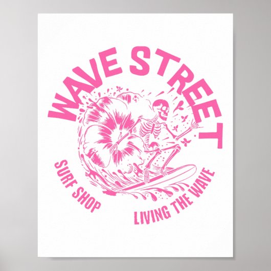 Golfstraat Skelet Surfer Vibes Strand Surfen Gr Poster (Voorkant)