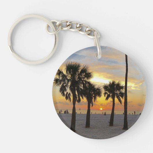 Golfstrand zonsondergang met adres sleutelhanger (Voorkant)