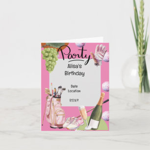 Golfstrijkijzer met bal helemaal over op roze voor