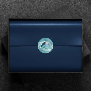 golfsublimatie Nautisch getijdenwater blauw-groe Ronde Sticker