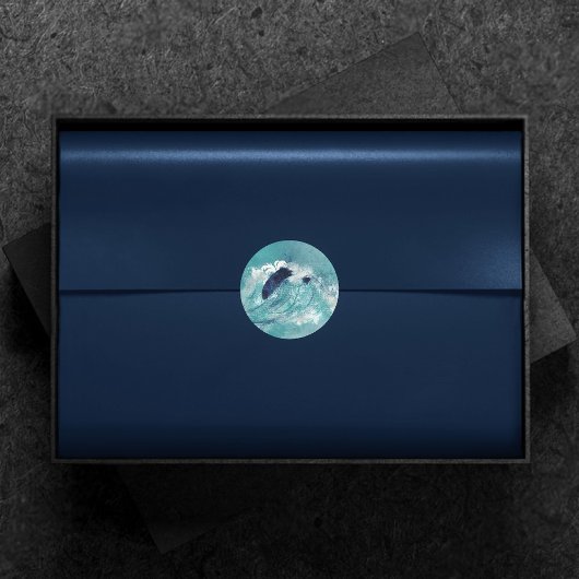 golfsublimatie | Nautisch getijdenwater blauw-groe Ronde Sticker