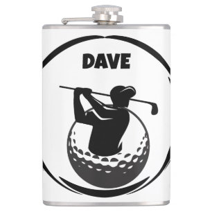 Golfswing van een man & golfbal heupfles