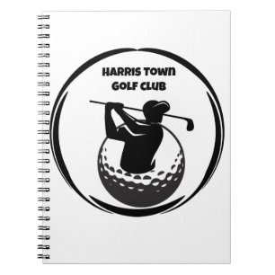 Golfswing van een man & golfbal notitieboek