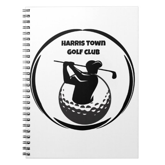 Golfswing van een man & golfbal notitieboek (Voorkant)