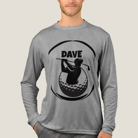 Golfswing van een man & golfbal Tri-Blend shirt (Voorkant volledig)