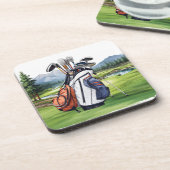 Golftas bij golfbaan waterverf bier onderzetter (Linkerzijde)