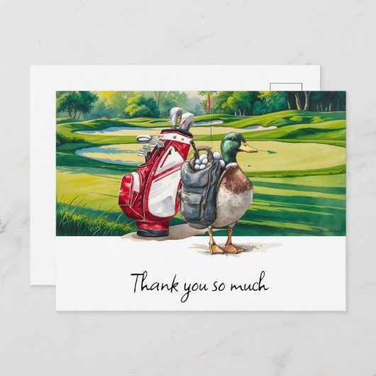 Golftas dank u kaart golfbaan waterverf (Voorkant / Achterkant)