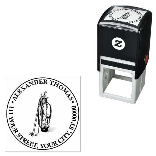 Golftas Golfclubs Zwarte Naam Retouradres Zelfinktende Stempel (In situ)