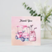 Golftas in roze thema voor meisjes bedankkaart (Staand voorkant)