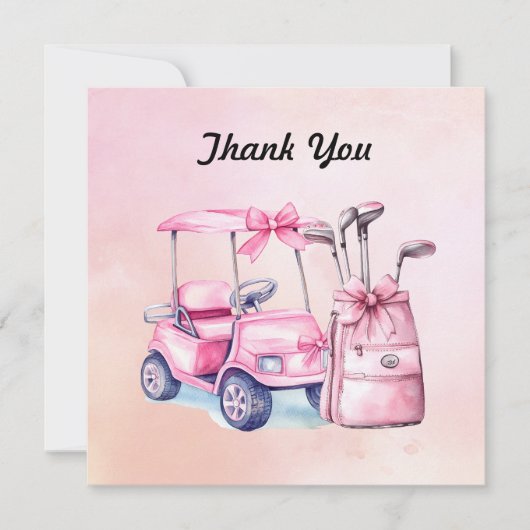Golftas in roze thema voor meisjes bedankkaart (Voorkant)