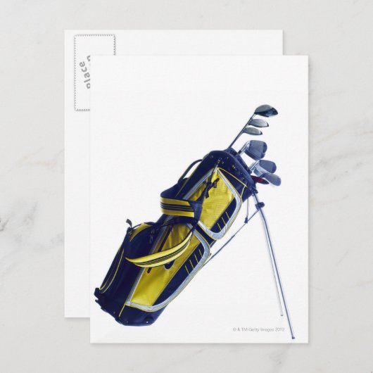 Golftas met knuppels op witte achtergrond briefkaart (Voorkant / Achterkant)